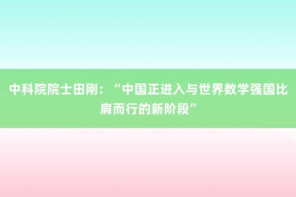 中科院院士田刚：“中国正进入与世界数学强国比肩而行的新阶段”