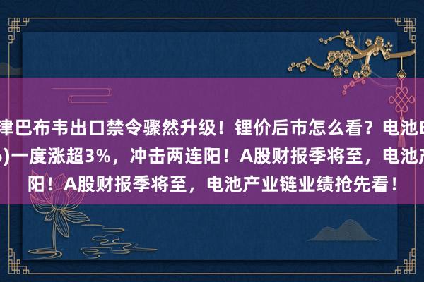 津巴布韦出口禁令骤然升级！锂价后市怎么看？电池ETF汇添富(159796)一度涨超3%，冲击两连阳！A股财报季将至，电池产业链业绩抢先看！