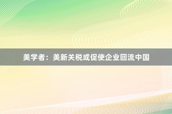 美学者：美新关税或促使企业回流中国