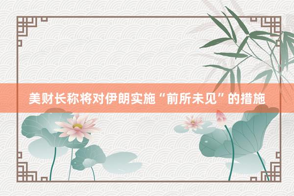 美财长称将对伊朗实施“前所未见”的措施