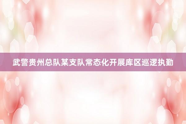 武警贵州总队某支队常态化开展库区巡逻执勤