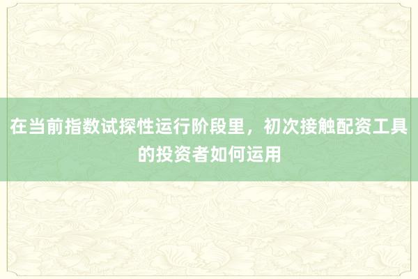 在当前指数试探性运行阶段里，初次接触配资工具的投资者如何运用
