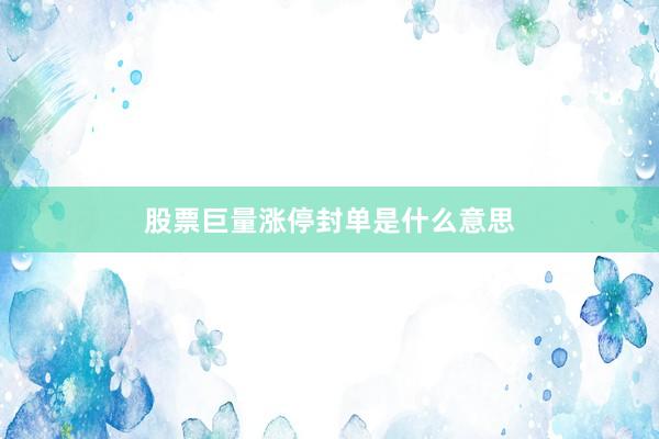 股票巨量涨停封单是什么意思