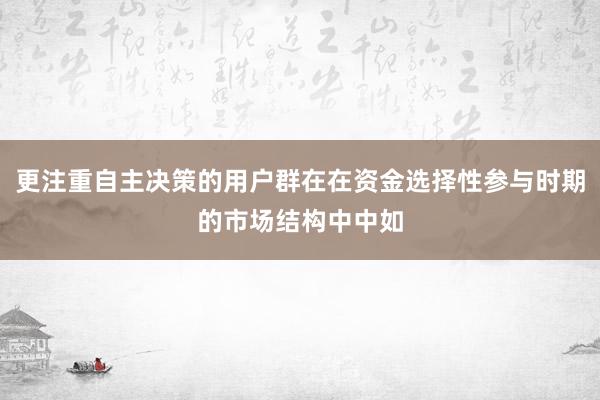更注重自主决策的用户群在在资金选择性参与时期的市场结构中中如