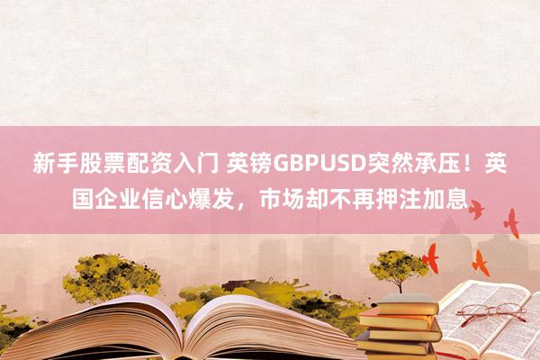 新手股票配资入门 英镑GBPUSD突然承压！英国企业信心爆发，市场却不再押注加息