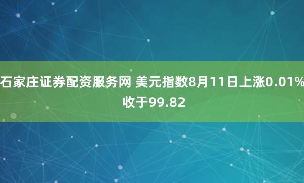 石家庄证券配资服务网 美元指数8月11日上涨0.01% 收于99.82